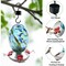 Blue Blown Glass Hummingbird Feeder with 4 Ports, Perch and Hanging Hook